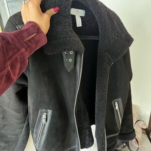 Black Shearling Faux Women's Jacket